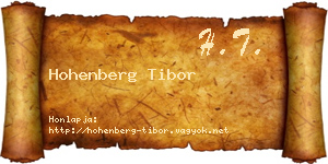 Hohenberg Tibor névjegykártya